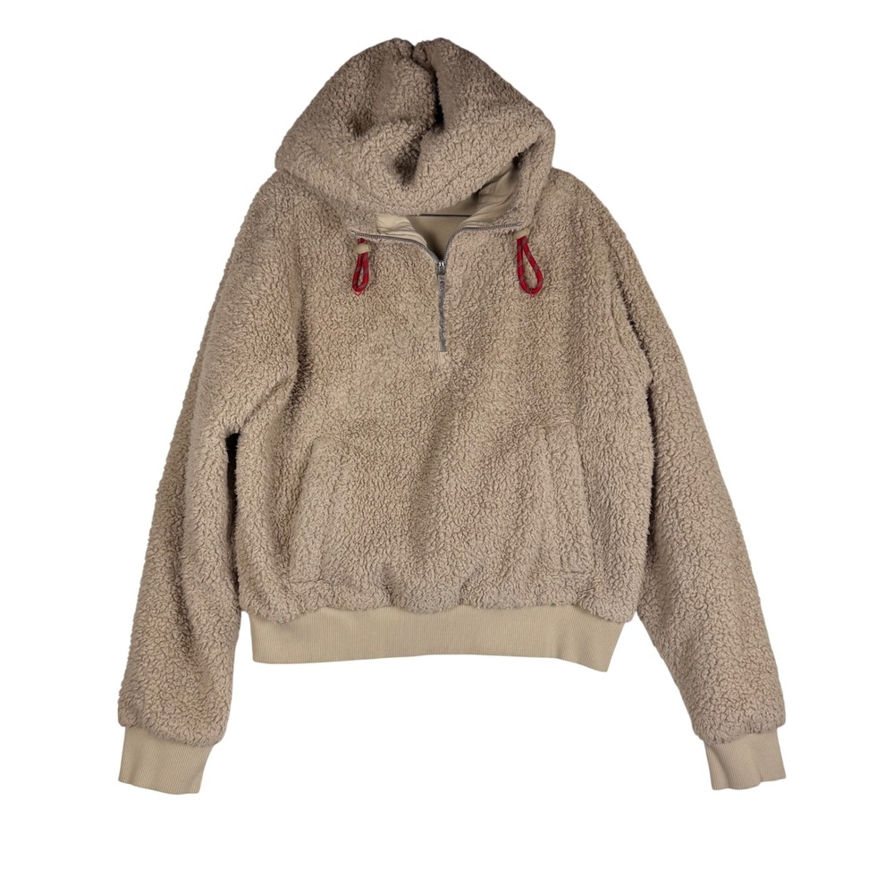 Lululemon Oh So Sherpa Half Zip Hoodie Trench Tan Beige Teddy Fleece Sz12 Cozy